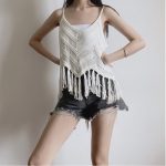 Hollow Tassel Wave Blouse Hand Crocheting Knitted Camisole For Women